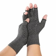 ZHXXCUM Heather Grey Coarse Dot L Half Finger Pressure Gloves Joint Care Rehabilitation Gloves
